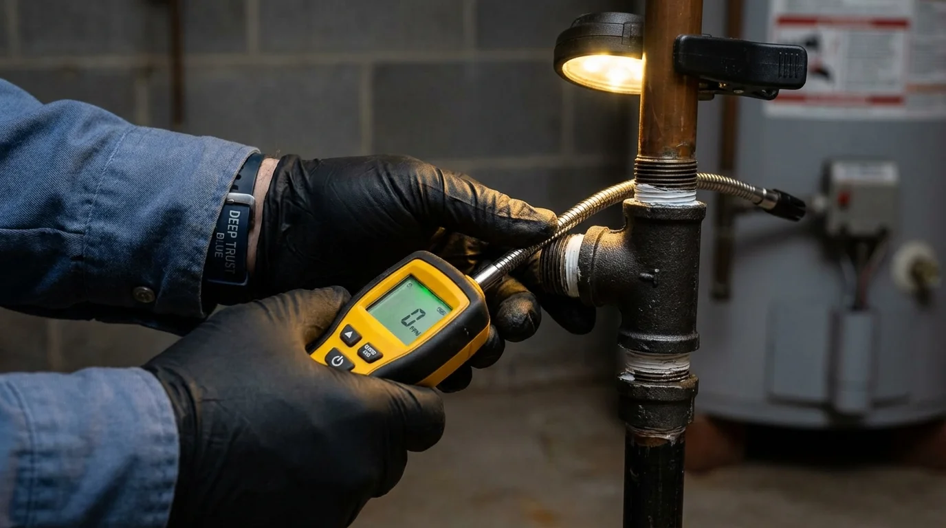 Gas leak detection with electronic sniffer by Johns Plumbing LLC in Liverpool